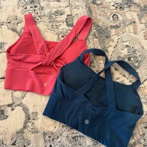 XS Athleta Cross-Back Sports Bras - Pink and Navy